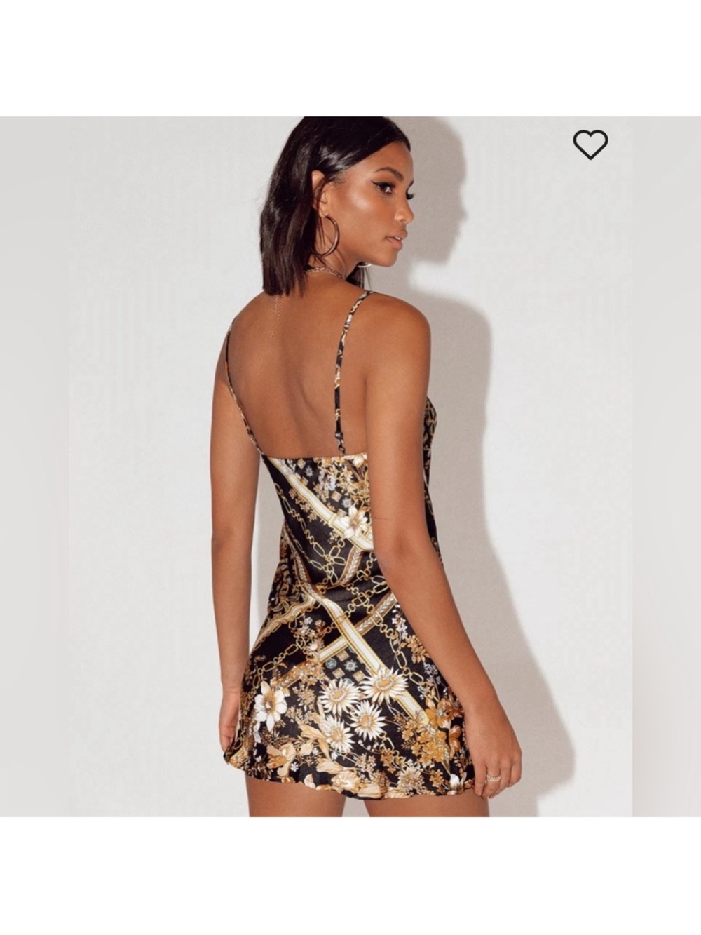 Princess Polly Lucci Mini Black & Gold Floral Chain Print Dress. Size 2. NWT - Picture 2 of 8